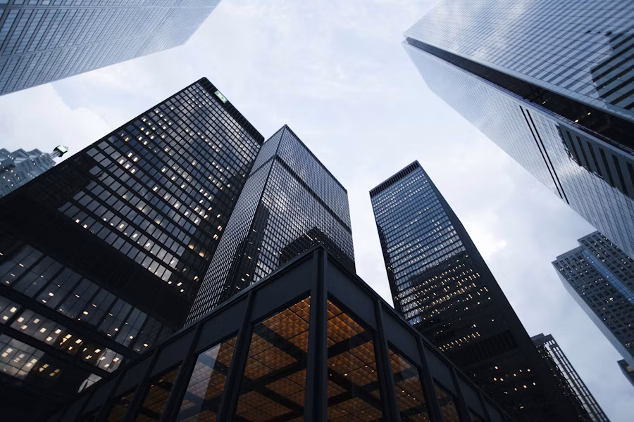 Modern commercial building representing lease management